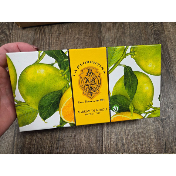 La Florentina Luxury Scented 3 Bars Bath Soap Boboli Citrus Italy Vegan - Picture 1 of 5